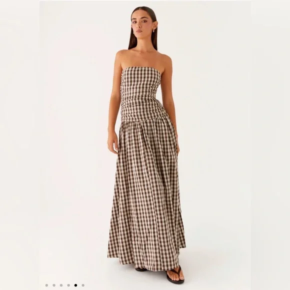 Peppermayo Exclusive - Carmel Maxi Dress - Brown Gingham (never worn) - Picture 5 of 6